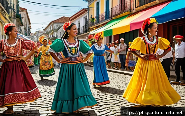 문화적 정체성과 글로벌화 - A vibrant Brazilian street festival scene during the day, featuring diverse community members dresse...